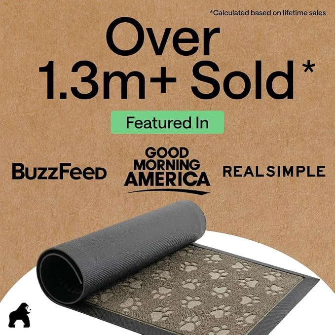 GORILLA GRIP 100% Waterproof All-Season WeatherMAX Doormat, US Designed Natural - Image 4