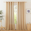NICETOWN Linen Flax Semi Sheer Curtains 92" Length, Grommet Window Treatments by NICETOWN