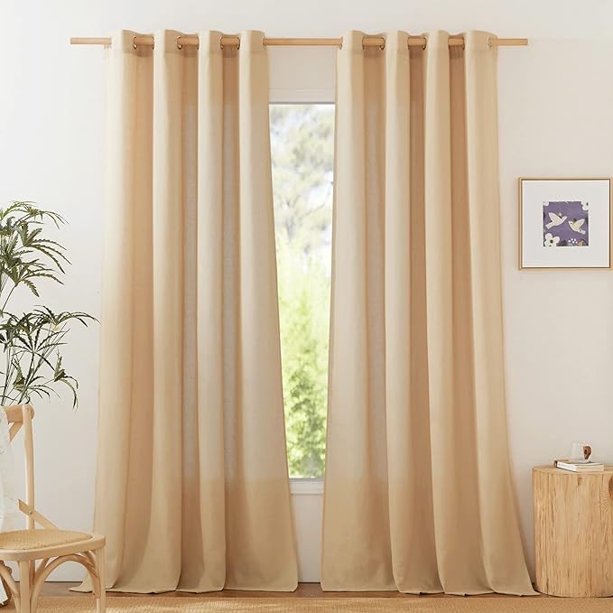 NICETOWN Rustic Linen 144 inch Long Curtains by NICETOWN