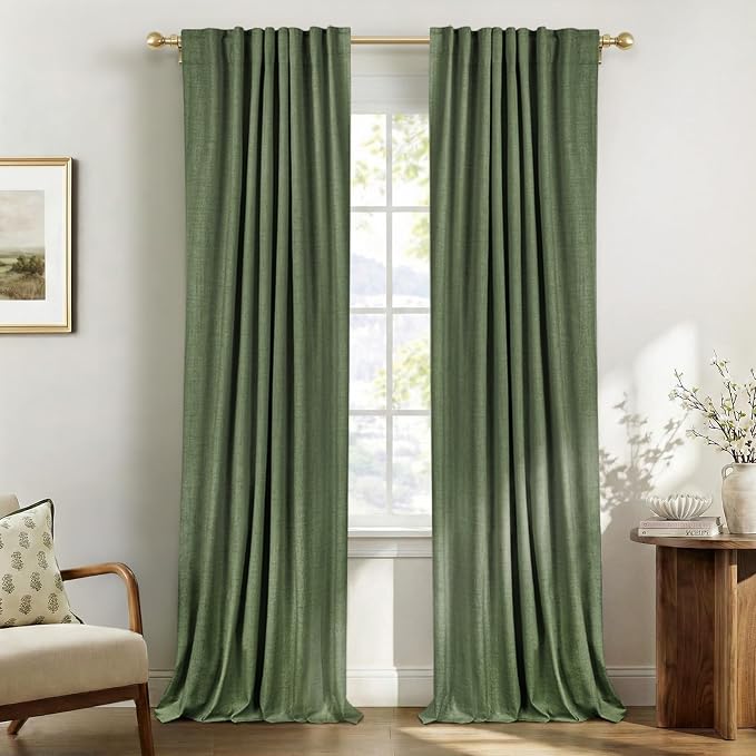 Faux Linen Total Blackout Curtains by 100BlackoutShield