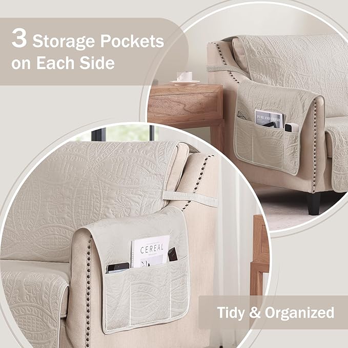 Quilted Grand Sofa Covers for 4 Cushion Couch, Couch Cover for Grand Sofa - Image 4
