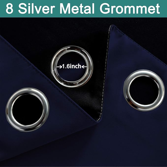 Yakamok Navy Blue 100% Blackout Curtains 84 Inches Long 52" Wide, 2 Panels | - Image 6