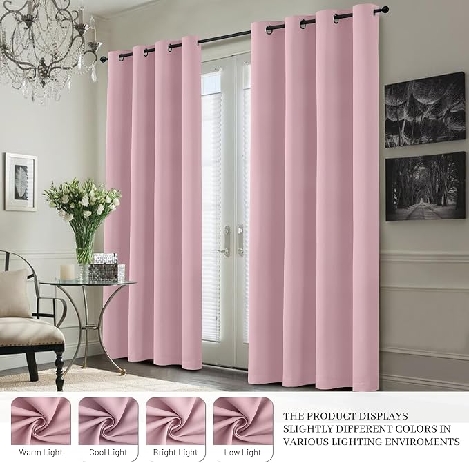 Yakamok Pink 100% Blackout Curtains 84 Inches Long - Image 5