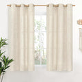 YoungsTex Short Linen Semi Sheer Curtains 45 Inch Length 2 Panels, Light by YoungsTex