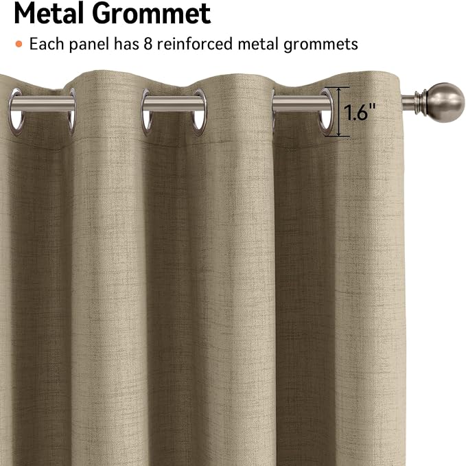 100% Blackout Linen Textured Curtains 80 Inch Long, Plaza Taupe | 100% Blackout - Image 6