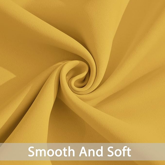 Yakamok Room Darkening Curtains 52x45 inch Long Mustard Yellow-Living Room | 2 - Image 4