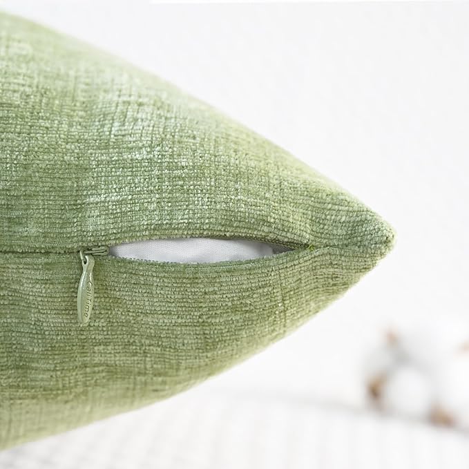 CaliTime Decorative Couch Throw Pillow Covers 18 X 18 Inches Sage Green | Pack - Image 3
