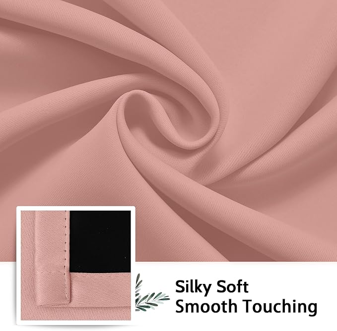 SimpleHome Peach Pink 100% Blackout Curtains Room Darkening Living Room 63 | - Image 7