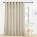 RYB HOME Sheer White Curtains - Natural Linen Semi Sheer Curtains Grommet Privacy Protection for Bedroom Living Room Large Window Decor, 100 x 108 inch Long, Beige