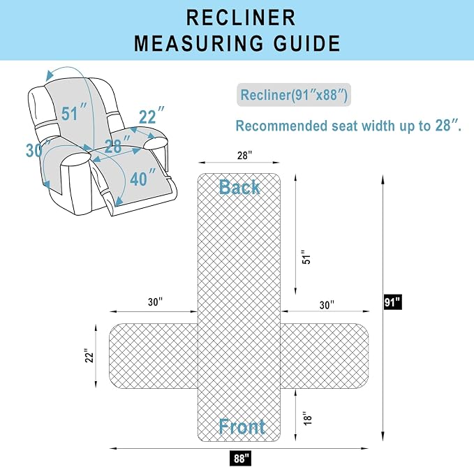 Reversible Chair Covers for Recliner Oversized, Water Repellent, Chair - Image 3
