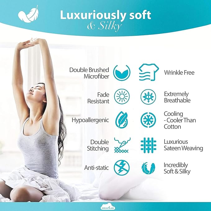 DREAMCARE Full Size Sheets Set - 6 Pcs Deep Pocket Cooling Bed Sheets - Soft, Long Lasting 100% Brushed Microfiber with Side Pocket (Lavender, Full)