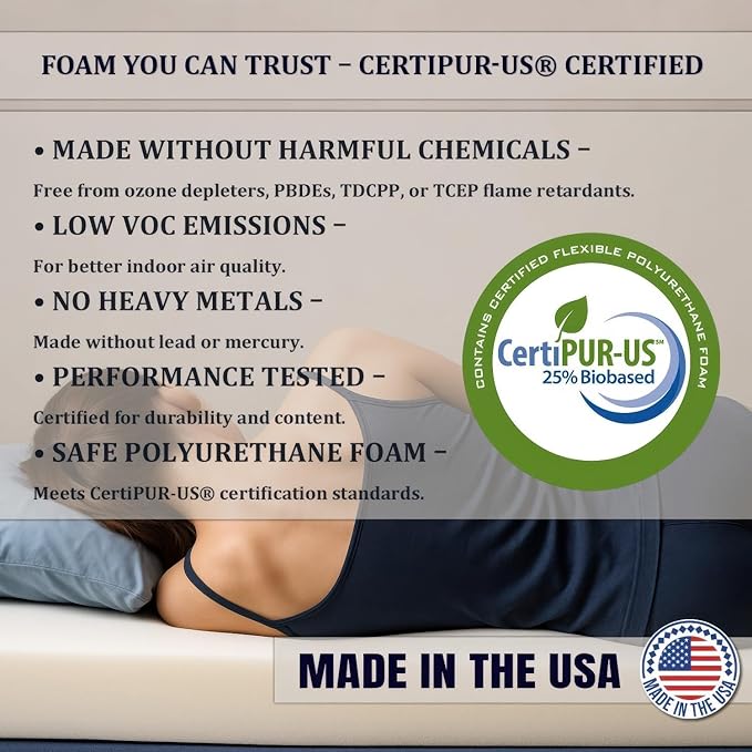 Foamma 6" x 36" x 72" Gel Memory Foam RV Bunk Mattress Replacement, Medium Firm, Pressure Relieving, Cooling Premium Comfort, USA Made, No Cover