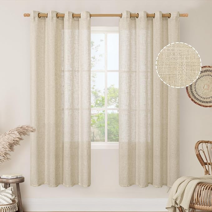 Semi Sheer Linen Curtains 78 Inch Length - Image 2