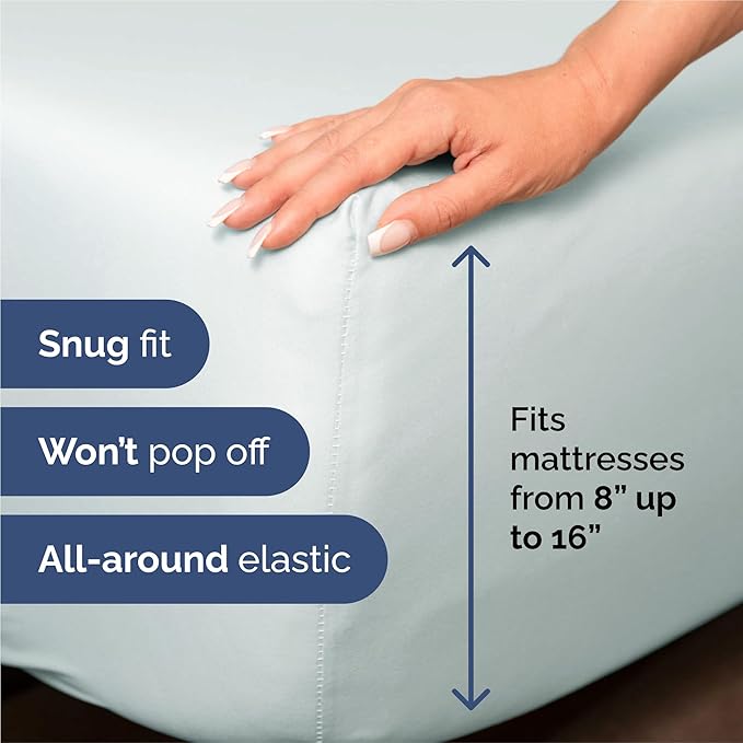 King Sheets Set 6 Piece - Includes 4 Pillowcases - Bed Sheets King Size - Soft Hotel Luxury Bedding - Cooling, Comfy, Cozy & Breathable - 1 Flat & 1 Fitted & 4 Pillowcases w/ Deep Pockets - Ice Blue