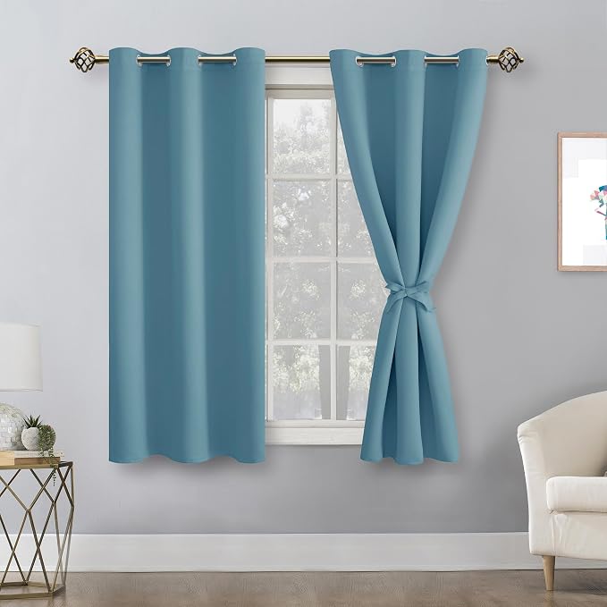 Blackout Curtains for Bedroom, Stone Blue 42 x 45 Inch, 2 Panels | Thermal - Image 8