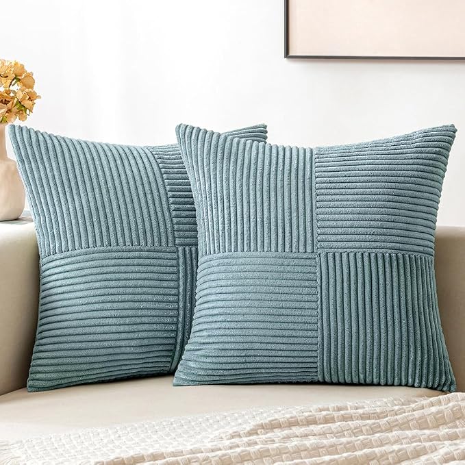 MIULEE Slate Blue Decorative Throw Pillow Covers by MIULEE