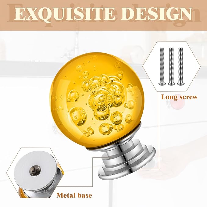 Youyole 10 Pcs Dresser Crystal Knobs 30mm Glass Pull for Cabinets and Drawers Knobs for Dresser Drawers and Kitchen(Stylish Style)