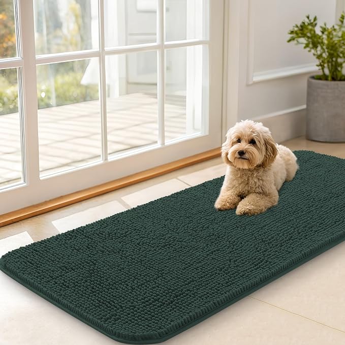 OLANLY Dog Door Mat for Muddy Paws 47x20, Super Absorbent Chenille Mud Mat | by OLANLY