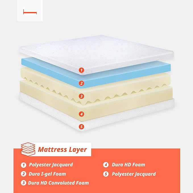 PrimaSleep Full Mattress, 7 Inch Deluxe Gel Memory Foam Mattress, Gel Infused for Comfort and Pressure Relief, CertiPUR-US Certified, Bed-in-a-Box, Medium Firm, Full Size