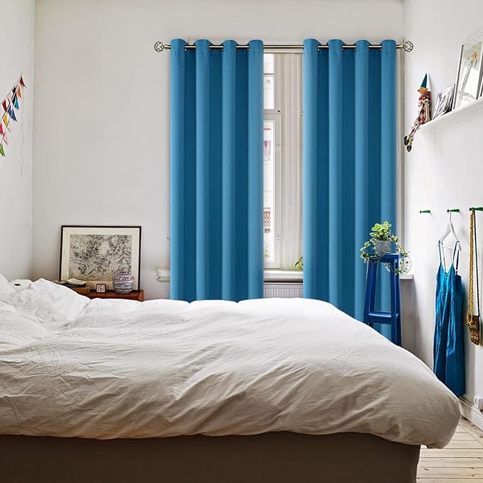 BGment Blackout Curtains - Grommet Thermal Insulated Room Darkening Bedroom and Living Room Curtains, Set of 2 Panels (52 x 108 Inch, Steel Blue)