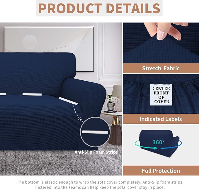 Easy-Going Waterproof Loveseat Couch Cover Stretch Jacquard Sofa Cover | Dual - Image 4