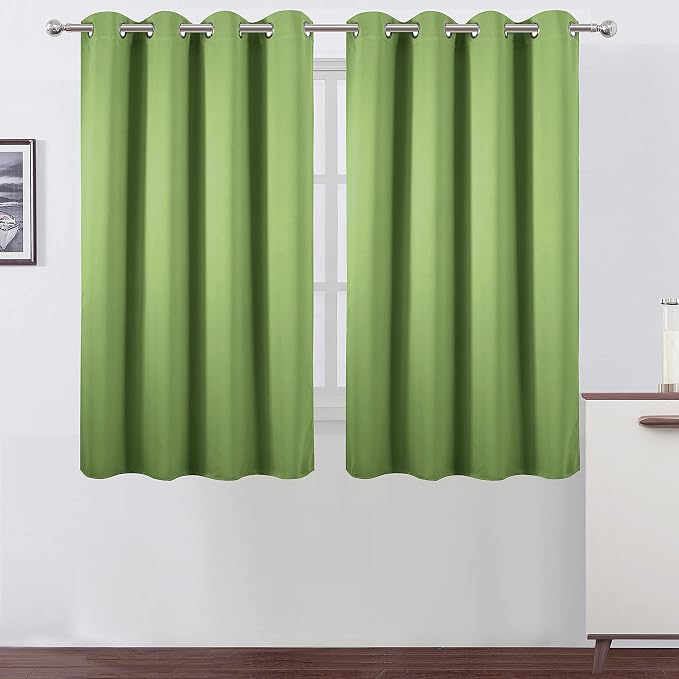 Blackout Curtains 52 x 45 inch/Light Green Curtains Set of 2 Panels/Thermal by Lemomo