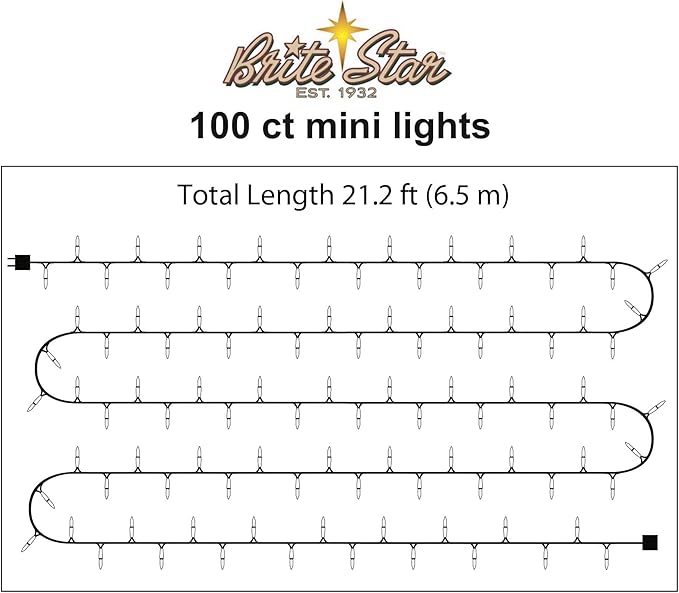 Brite Star 100 Count Mini String Christmas Lights, Blue - 22 feet Indoor/Outdoor Christmas Tree Lights with Green Wire (Set of 2)