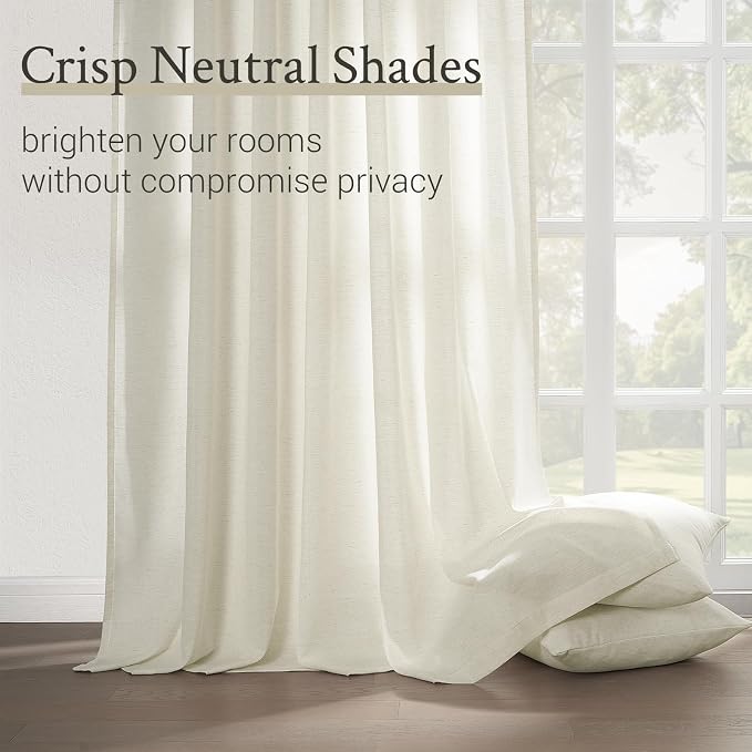 Topfinel 102 Inch Curtains 2 Panels Set, Two Packs Pinch Pleat Back Tab Linen - Image 3