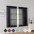 Simplebrand Black Short Sheer Curtains 45 Inch Length by Simplebrand