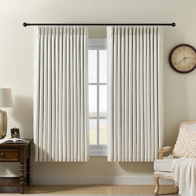 Pinch Pleated Linen Curtains 100% Blackout 72 Inches Long by AUSSPVOCT