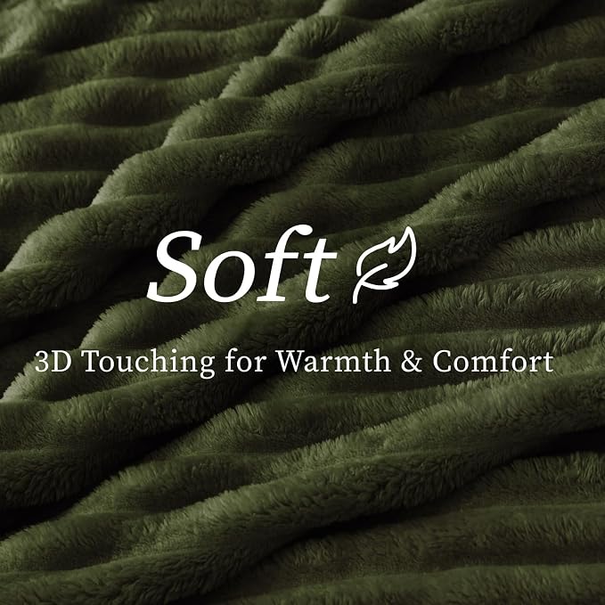 BEDELITE Ribbed Twin Blanket for Couch & Bed, Olive Green, Warm Yet Lightweight - Image 4
