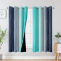 Navy Blue and Teal Gradient Blackout Curtains by ESTELARTEXTILER