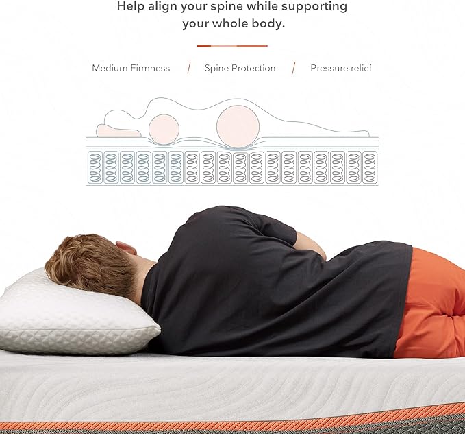 Sweetnight 12” Hybrid Mattress with Gel Memory Foam & Pocket Innerspring , Bed Mattress with Moisture Wicking Adaptive Cover, Medium Firm, White & Grey, Queen Size