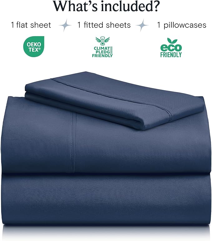 LuxClub Twin XL Sheets - Soft Kids Twin Bed Sheets for Boys and Girls, 3 PC Deep Pockets Wrinkle Free Kids Fitted Sheets Machine Washable Hotel Bedding Silky Soft- Navy Twin XL
