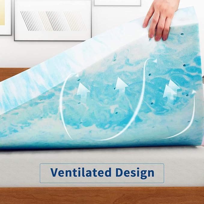 IULULU Mattress Topper, 4 Inch Gel Memory Foam Mattress Topper, Full, CertiPUR-US Certified