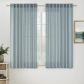 MIULEE Dusty Blue Linen Curtains 52x63 Inch 2 Panel by MIULEE