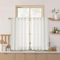45 Inch Beige White Curtains Linen by Nanspring
