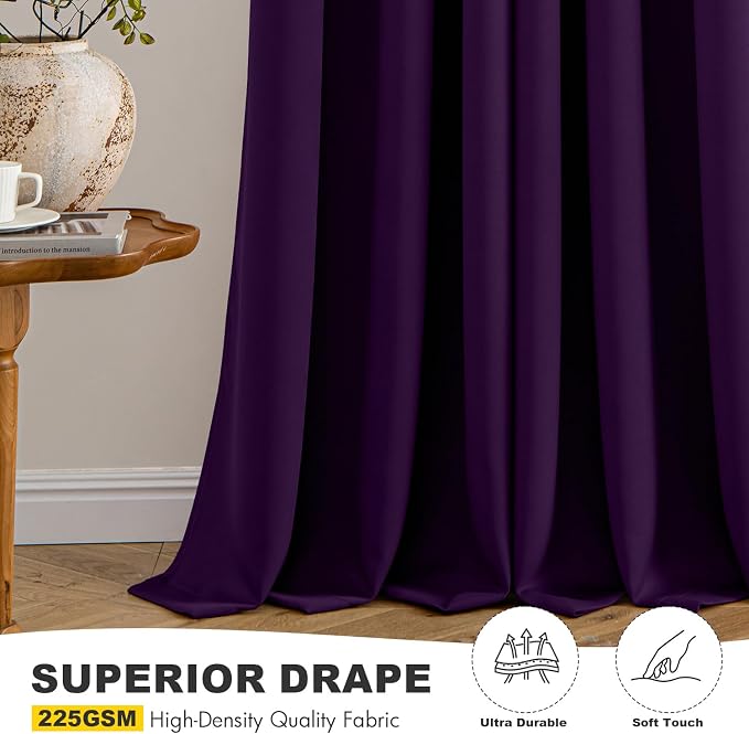 MIULEE Blackout Curtains for Bedroom 2 Panel 40 x 72 Inch Long Royal Purple | - Image 5