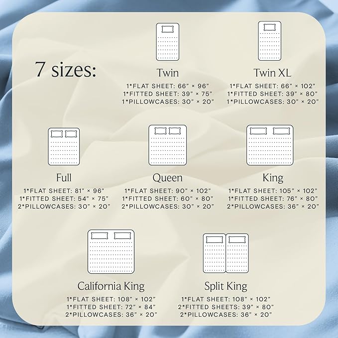 LuxClub 4 PC Full Sheet Set, Breathable Luxury Bed Sheets, Deep Pockets Wrinkle Free Cooling Bed Sheets Machine Washable Hotel Bedding Silky Soft - Sky Full