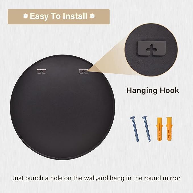 HARRITPURE Round Mirror 36 Black Wall Mounted Circle Mirrors Vanity Mirror with Brushed Aluminum Alloy Frame Modern Decoration for Bathroom, Living Room, Vanity, Bedroom, Entryway