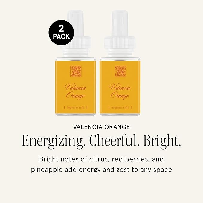 Pura & Aromatique Home Scent Refill - Smart Home Air Diffuser Fragrance - Up to 120-Hours of Luxury Fragrance per Refill - Household Essential - Clean Diffuser - 2 Pack - Valencia Orange