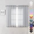 Light Grey Sheer Curtains 54 Inch Length 2 Panels, Airy & Breathable Solid by Lecloud