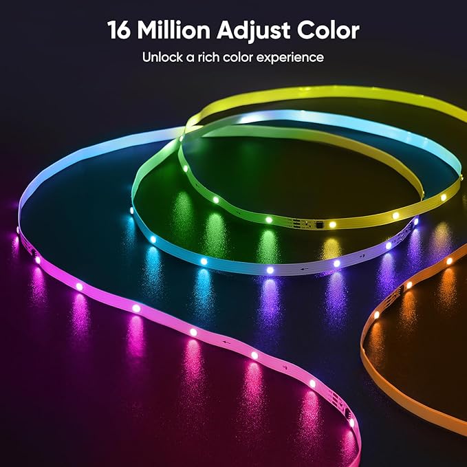 Led Lights for Bedroom, IC+RGB 100FT(2 Rolls of 50ft) Strip Lights, 24Key Remote with App Control, Music Sync Color Changing Lights for Room Decor Party