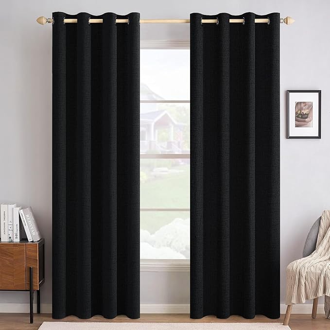 MIULEE 100% Blackout Linen Curtains by MIULEE