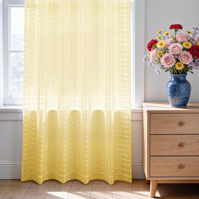 SpaceDresser Check Sheer Curtains 96 Inches Long - Image 3