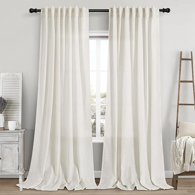 Cream Linen Curtains 119 Inches Long by Nanspring