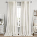 Cream Linen Curtains 115 Inches Long 2 Panels Set by Nanspring