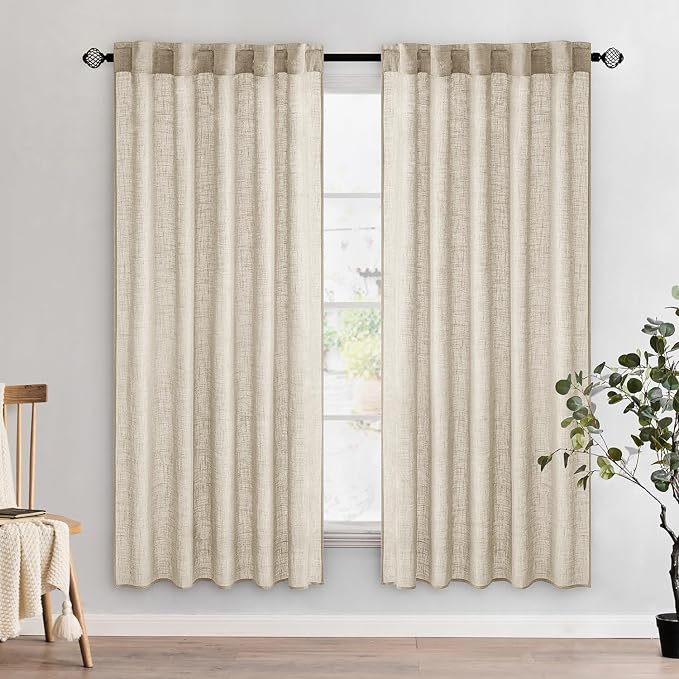 MIULEE Beige Linen Curtains 52x72 Inch 2 Panels by MIULEE