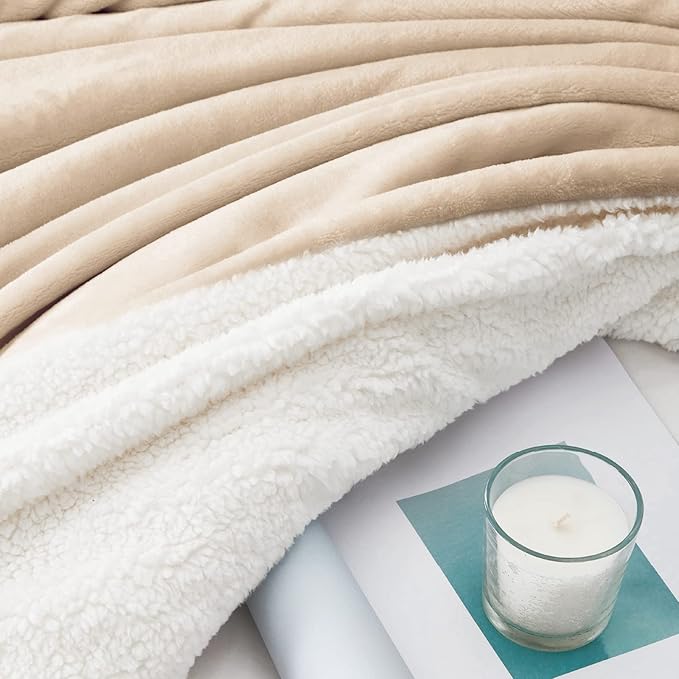 Walensee Sherpa Fleece Blanket (Twin Size 60”x80” Taupe tan) Plush Throw Fuzzy Super Soft Reversible Microfiber Flannel Blankets for Couch, Bed, Sofa Ultra Luxurious Warm and Cozy for All Seasons