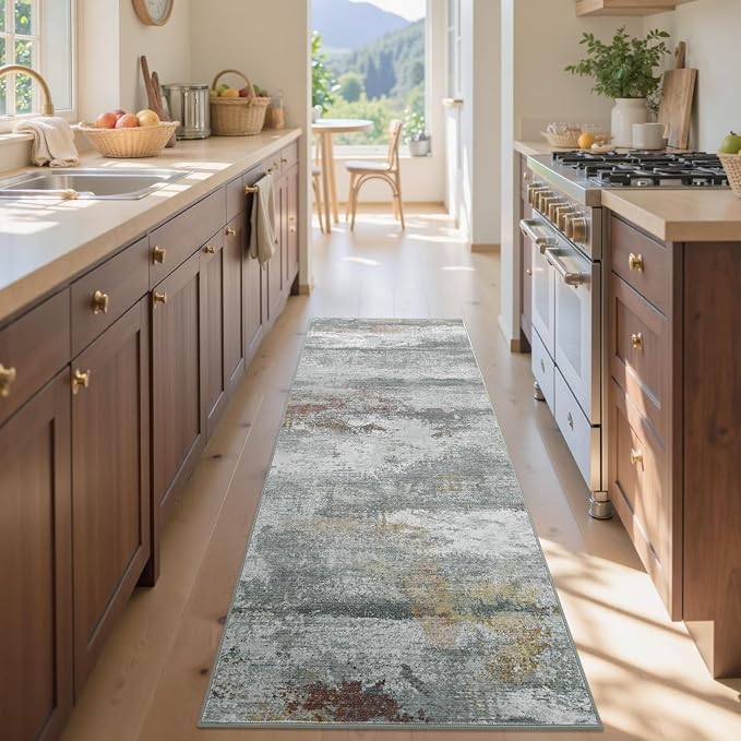 2x6 Ft Washable Runner Rug, Non-Slip Low Pile Hallway Kitchen Area Rug - Image 4